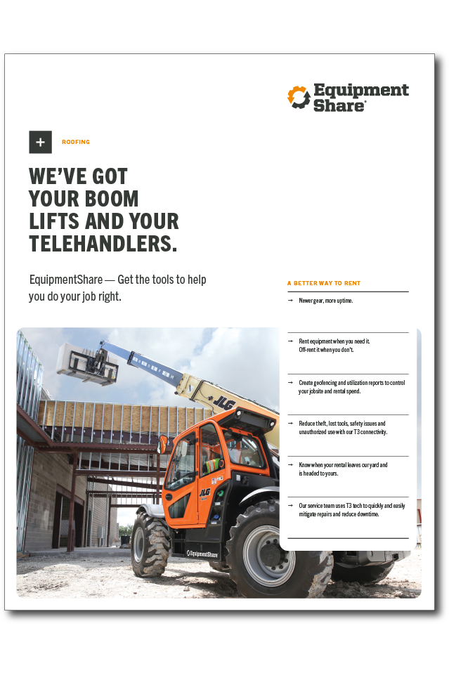 ROOFING RENTAL LINE CARD - Boom Lifts & Telehandlers / Roofing Flyer ...